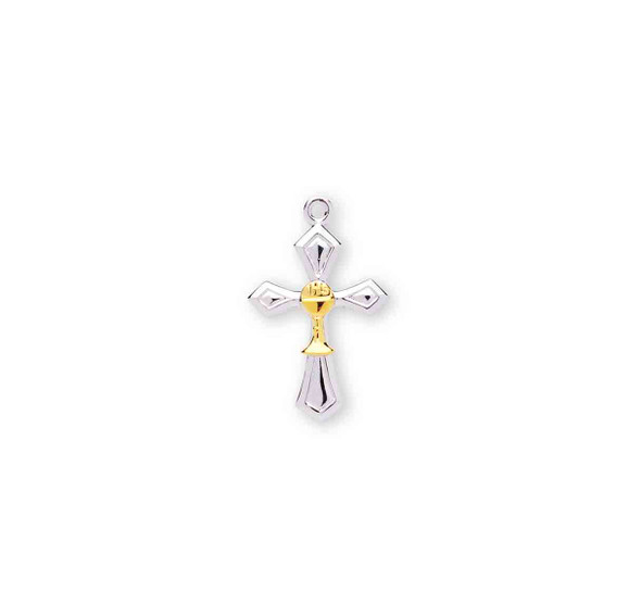 Two-Tone Sterling Silver Cross with a Chalice