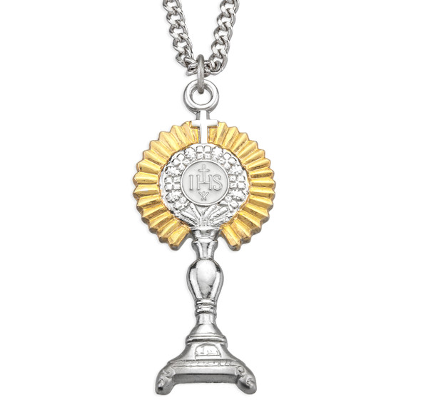 Two-tone Sterling Silver Monstrance Pendant Two-tone Sterling Silver Monstrance Pendant