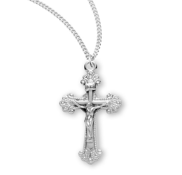Fancy Engraved Sterling Silver Crucifix