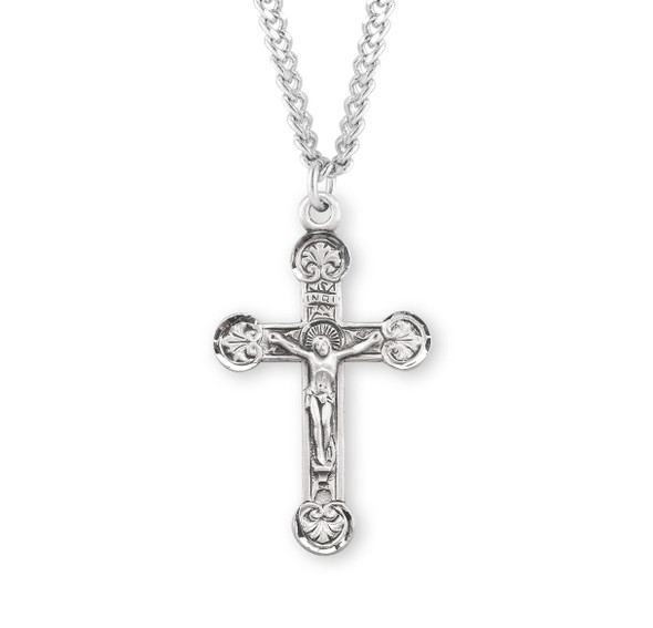 Floret Tipped Sterling Silver Crucifix