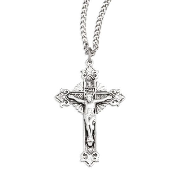 Sterling Silver Crucifix with Fancy Tips & Starburst