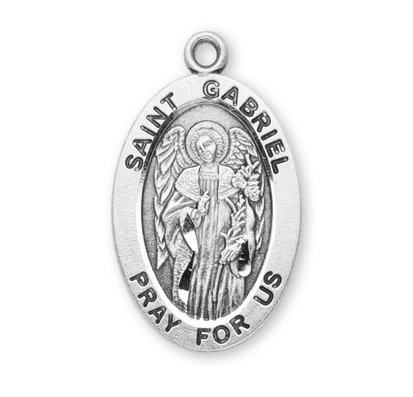 Patron Saint Gabriel Oval Sterling Silver Medal
