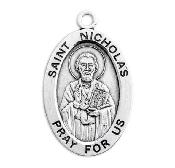 Patron Saint Nicholas Oval Sterling Silver Medal