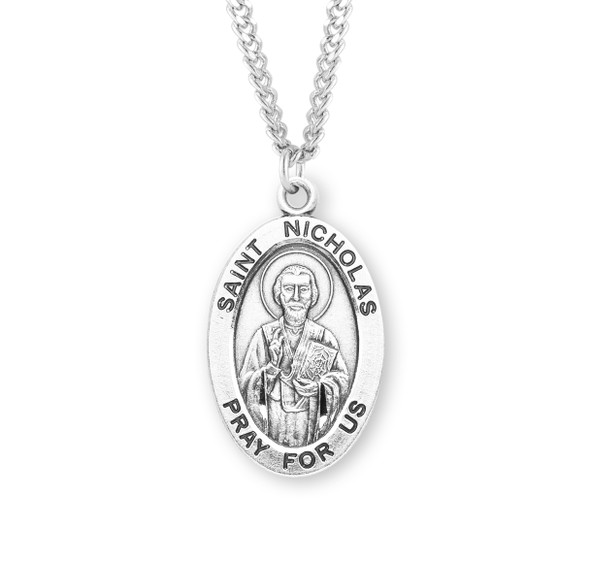 Patron Saint Nicholas Oval Sterling Silver Medal