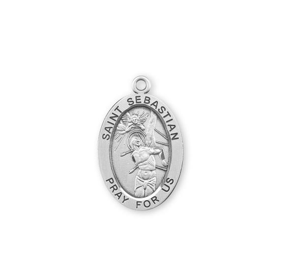 Patron Saint Sebastian Oval Sterling Silver Medal
