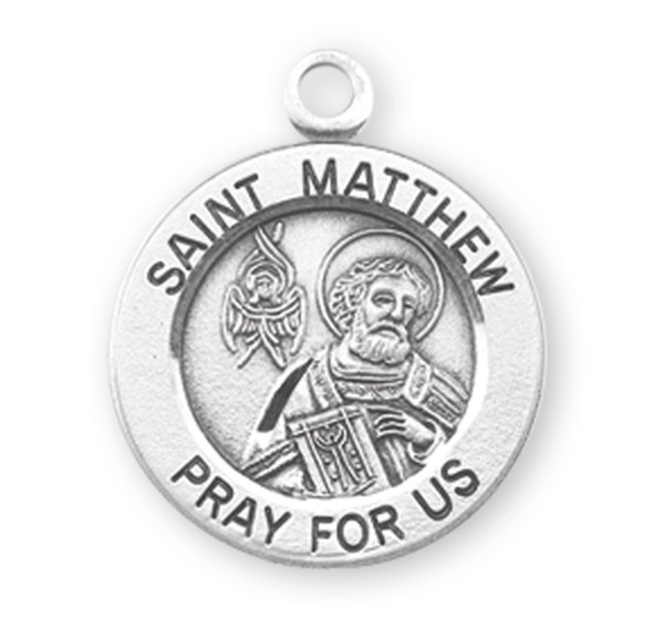 Patron Saint Matthew Round Sterling Silver Medal