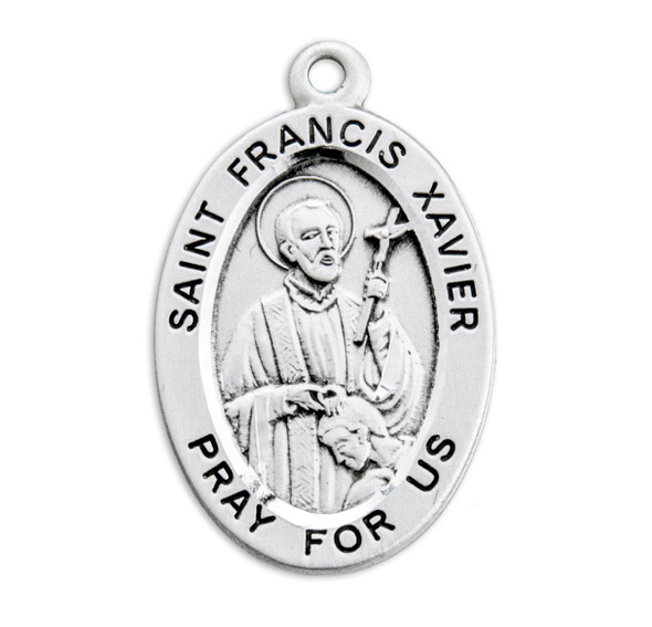 Patron Saint Francis Xavier Oval Sterling Silver Medal