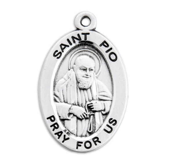 Patron Saint Pio Oval Sterling Silver Medal