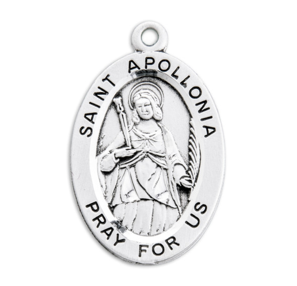 Patron Saint Apollonia Oval Sterling Silver Medal