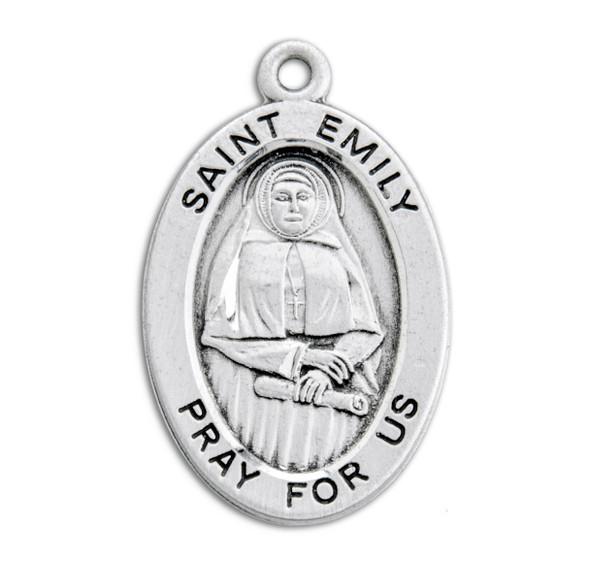 Patron Saint Emily Oval Sterling Silver Medal