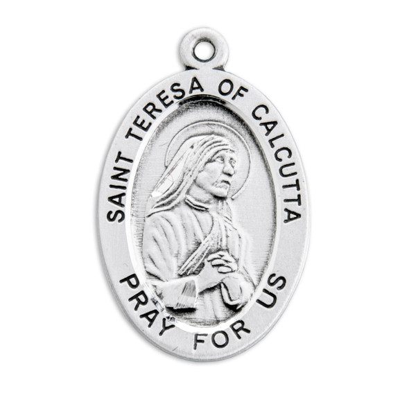 Patron Saint Teresa of Calcutta Oval Sterling Silver Medal