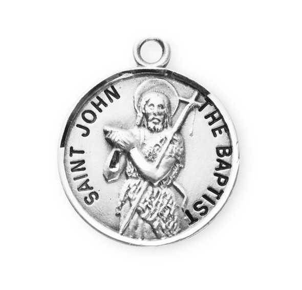 Patron Saint John the Baptist Round Sterling Silver Medal