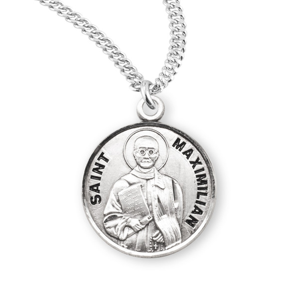 Patron Saint Maximilian Round Sterling Silver Medal