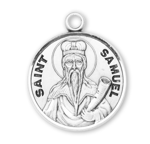 Patron Saint Samuel Round Sterling Silver Medal