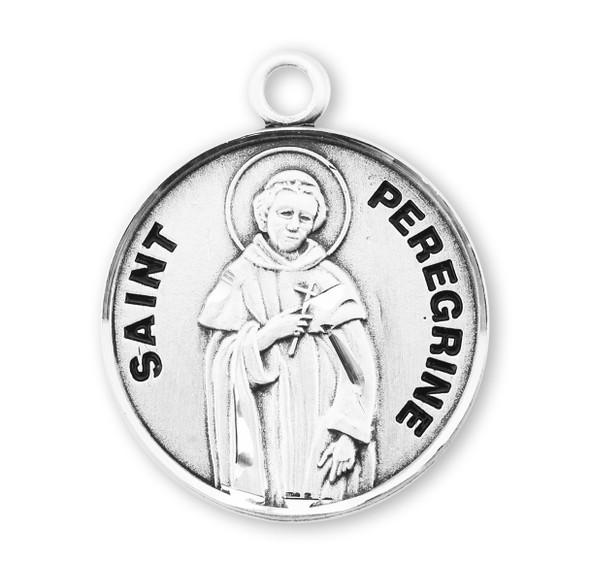Patron Saint Peregrine Round Sterling Silver Medal