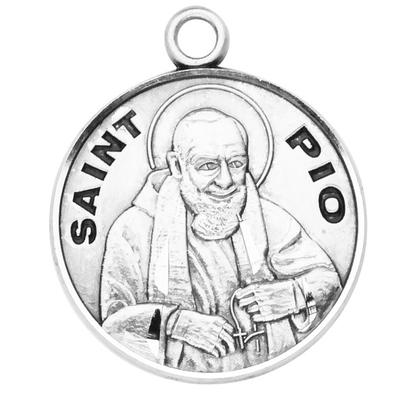 Patron Saint Pio Round Sterling Silver Medal