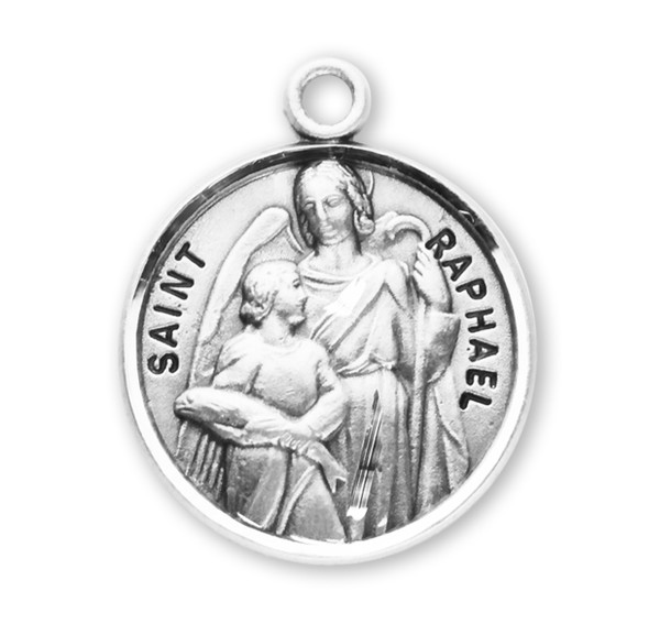 Patron Saint Raphael Round Sterling Silver Medal