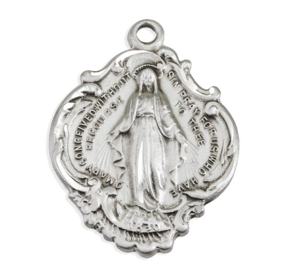 Sterling Silver Baroque Style Miraculous Medal