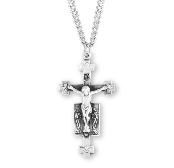 Sterling Silver Angels Crucifix with Cross Tips