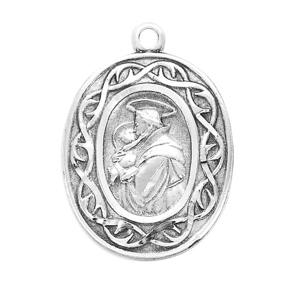Saint Anthony Oval Sterling Silver "Crown of Thorns" Medal
