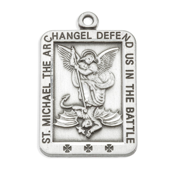 Saint Michael Rectangle Sterling Silver Medal