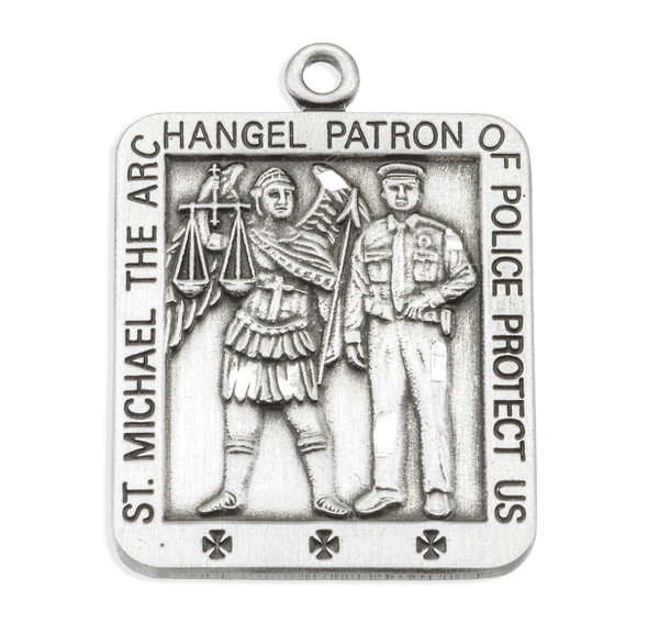 Saint Michael Square Sterling Silver Medal