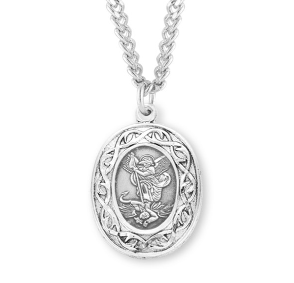 Saint Michael Oval Sterling Silver "Crown of Thorns" Medal