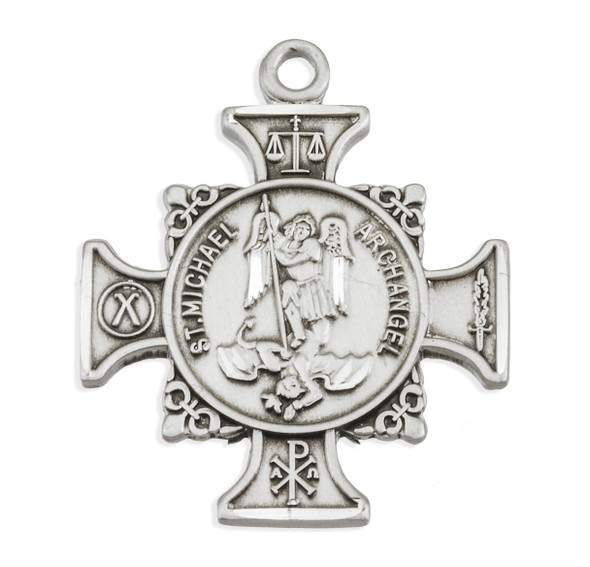 Saint Michael Sterling Silver Maltese Cross