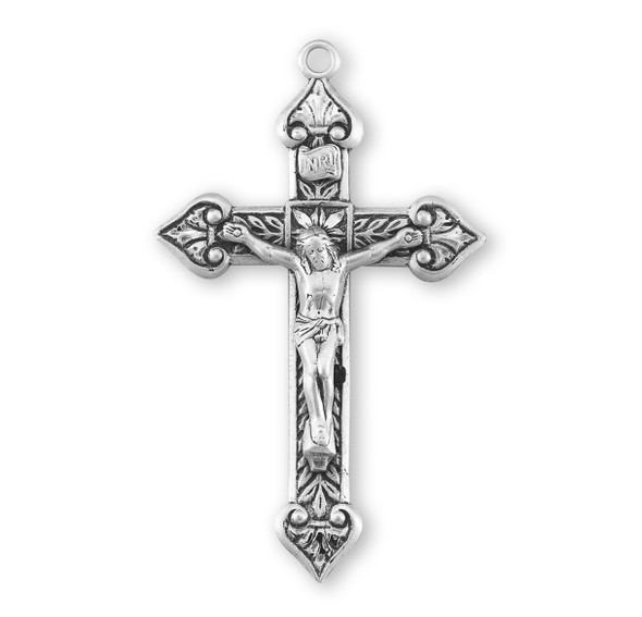 Leaf Design Sterling Silver Crucifix