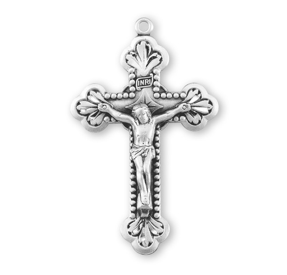 Baroque Leaf Design Sterling Silver Crucifix