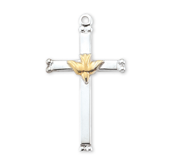 Sterling Silver Holy Spirit Two-Tone Crucifix