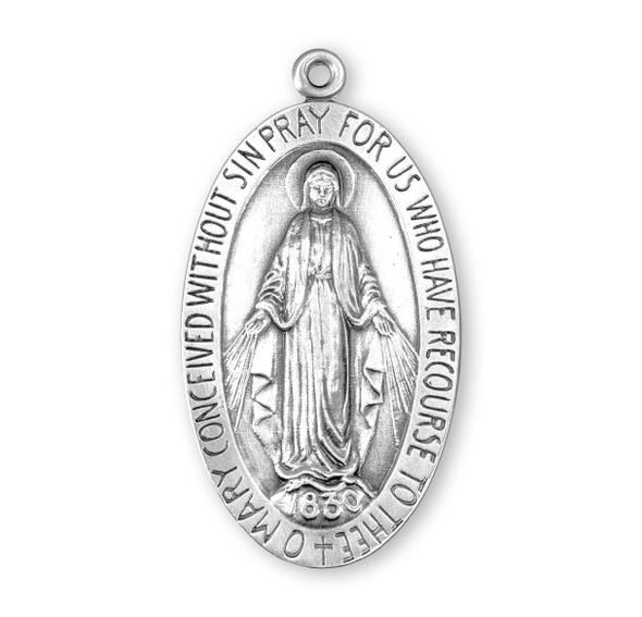 Sterling Silver Large Oval Miraculous Medal