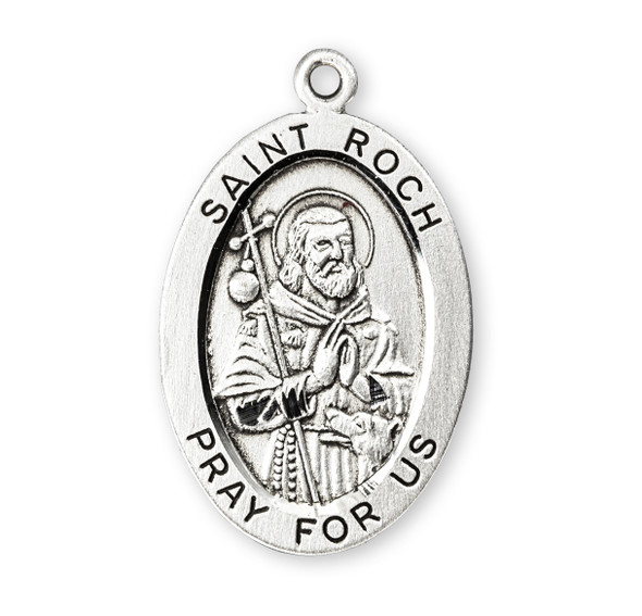 Patron Saint Roch Oval Sterling Silver Medal