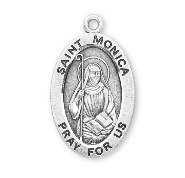 Patron Saint Monica Oval Sterling Silver Medal