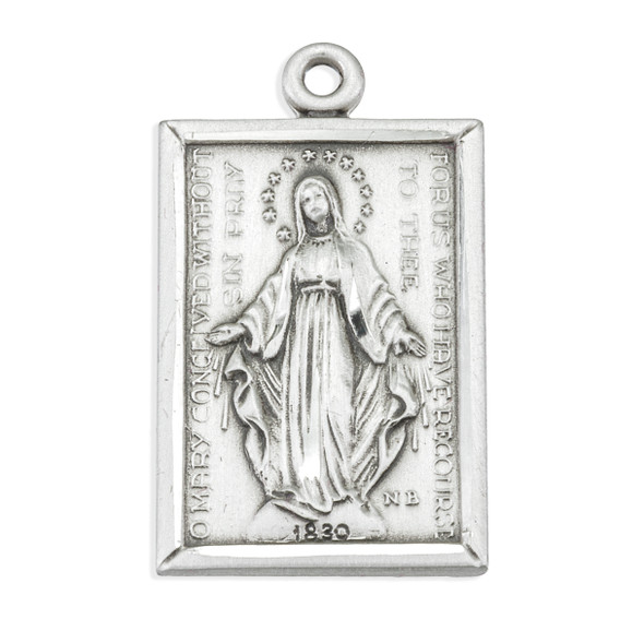 Sterling Silver Rectangular Miraculous Medal