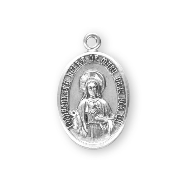 Immaculate Heart of Mary Oval Sterling Silver Medal
