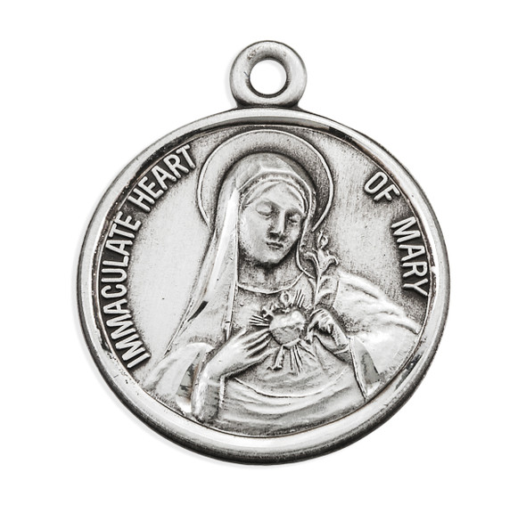 Immaculate Heart of Mary Round Sterling Silver Medal