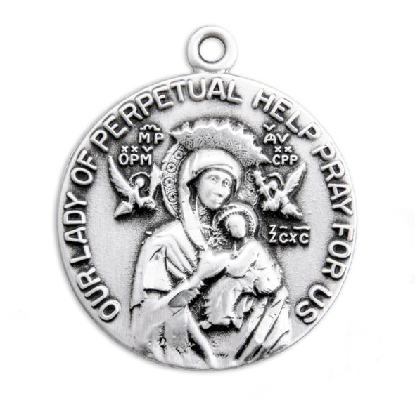 Sterling Silver Our Lady of Perpetual Help Round Medal