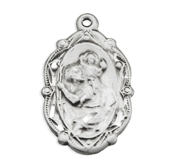 Saint Christopher Fancy Oval Sterling Silver Medal