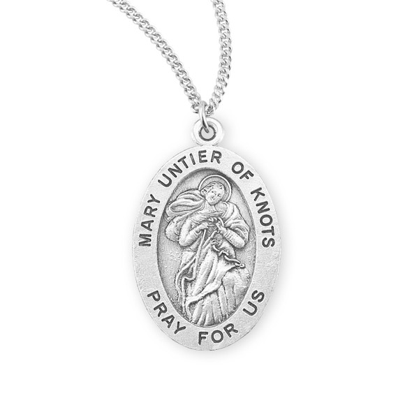 Mary Untier of Knots Oval Sterling Silver Medal