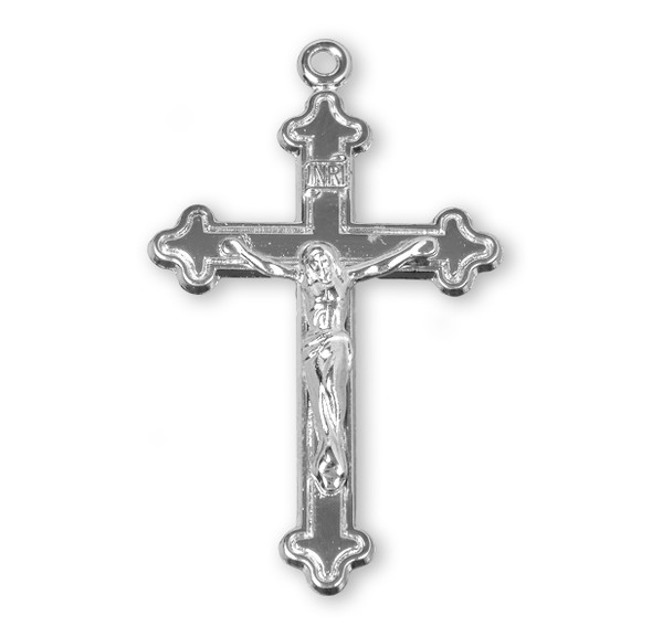High Polished Budded Sterling Silver Crucifix