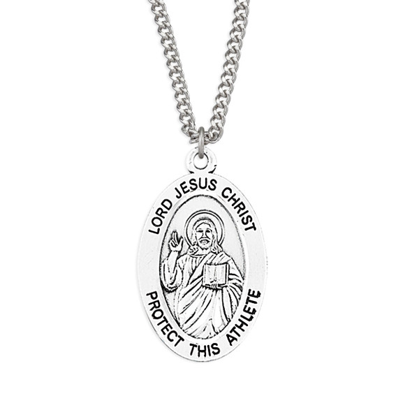 Sterling Silver Lord Jesus Protect This Athlete Medal