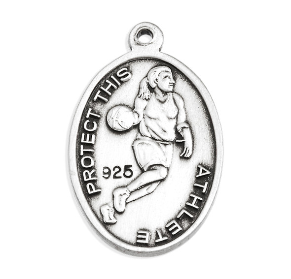 Lord Jesus Christ Oval Sterling Silver Female Basketball Athlete Medal