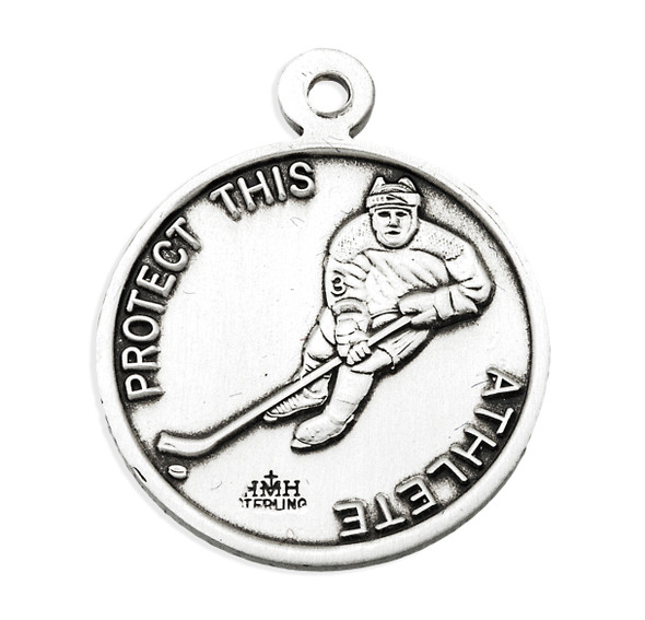 Saint Christopher Round Sterling Silver Hockey Male Athlete Medal