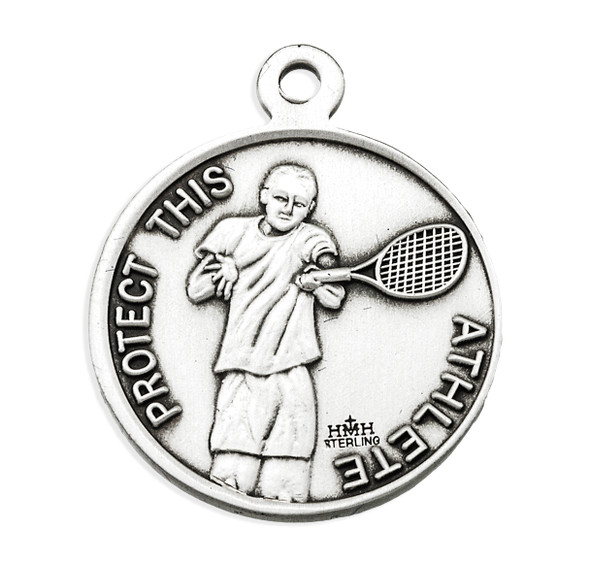 Saint Sebastian Round Sterling Silver Tennis Male Athlete Medal