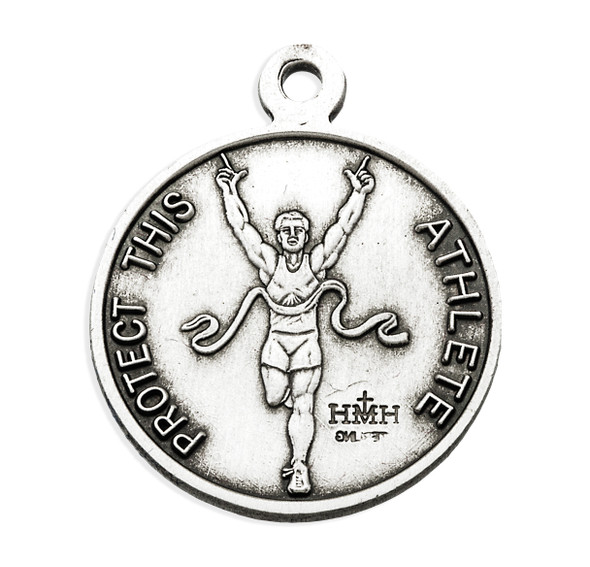 Saint Sebastian Round Sterling Silver Track Male Athlete Medal