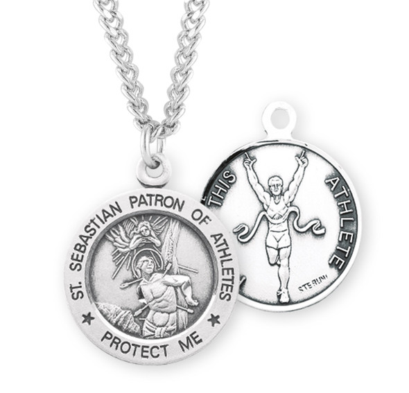 Saint Sebastian Round Sterling Silver Track Male Athlete Medal