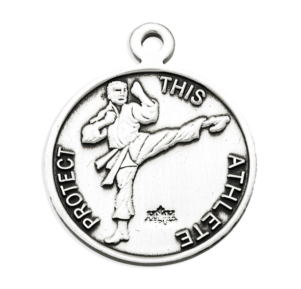 Saint Sebastian Round Sterling Silver Martial Arts Male Athlete Medal