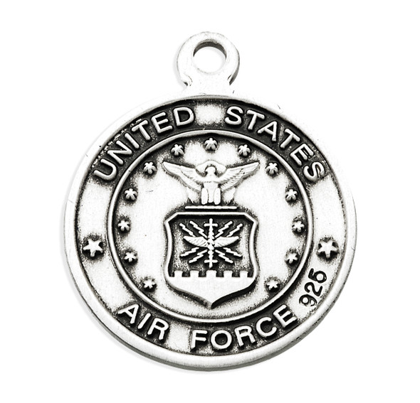 Sterling Silver Air Force Medal with St. Christopher on Reverse Side