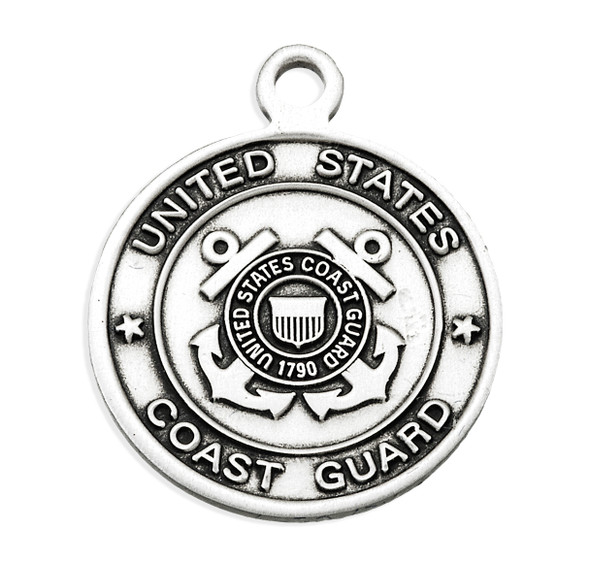 Sterling Silver Coast Guard Medal with St. Christopher on Reverse Side
